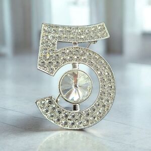 🔥Silver Sparkling Number 5 Brooch🔥